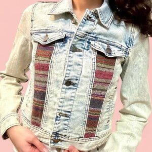 💜 Streetwear Society Retro Boho Indie Denim Jacket Size XS
